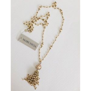 New Marchesa Gold Tone Pendant Necklace
